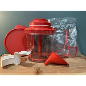 Tupperware Power Chef System Chop Mix Red White With Instruction Booklet